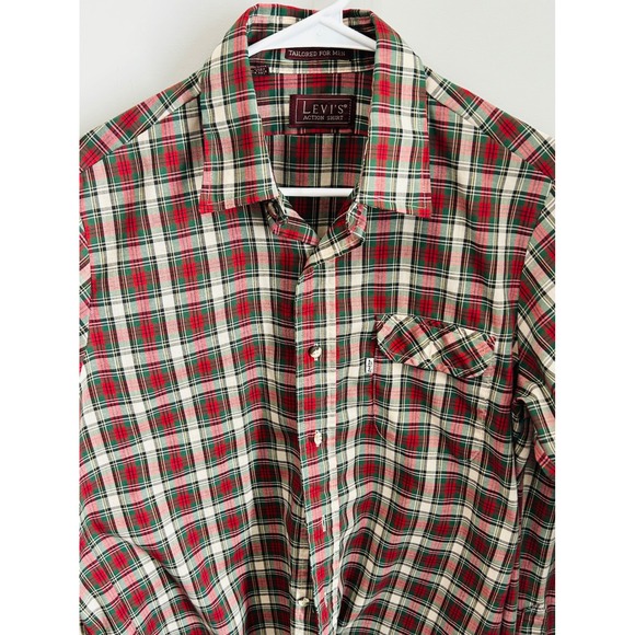 Vintage Levi's Action Shirt Men's Medium Plaid Button Down Tailored For Men - Picture 1 of 4